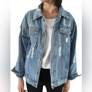 Women’s Distressed Oversized Jean Jacket